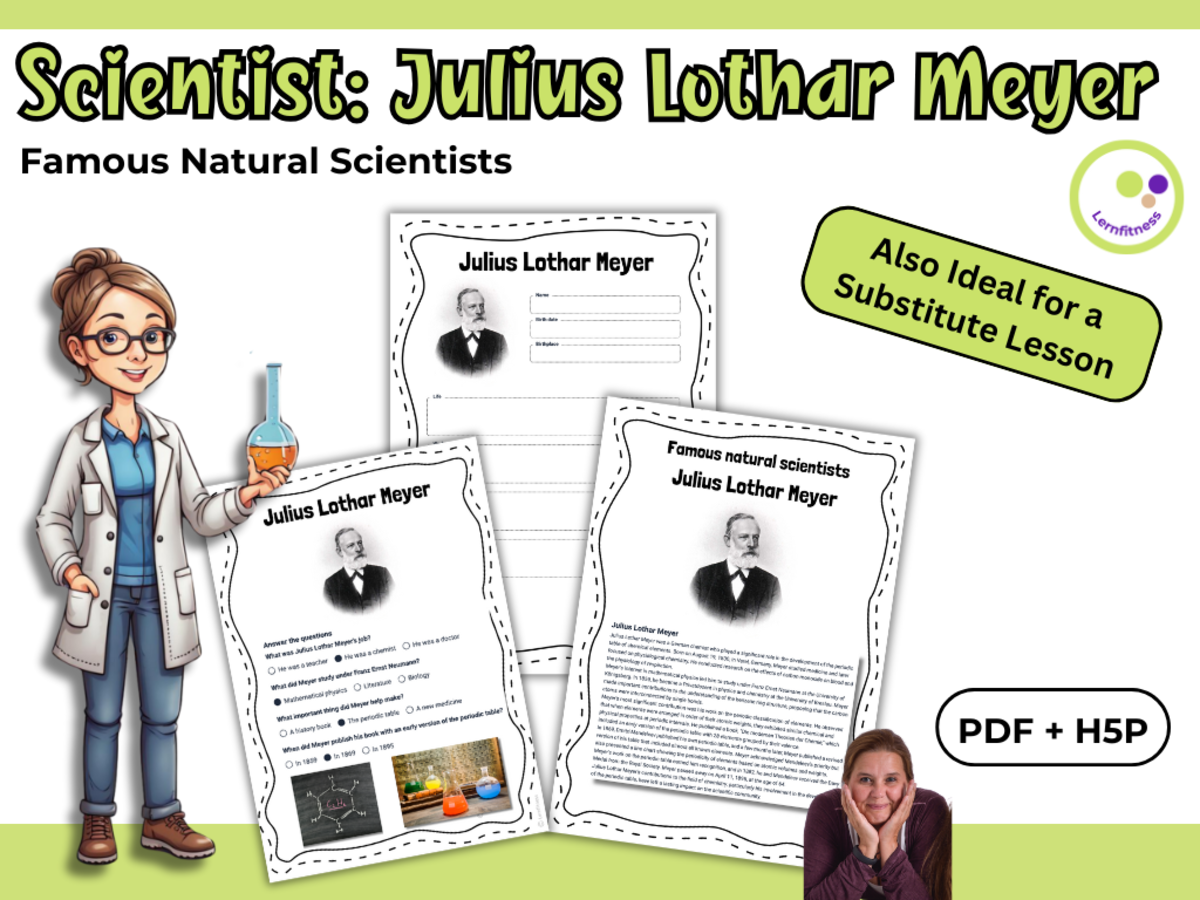An educational teaching resource from Lernfitness entitled Julius Lothar Meyer – A Lesser-Known Pioneer of the Periodic Table downloadable at Teach Simple.