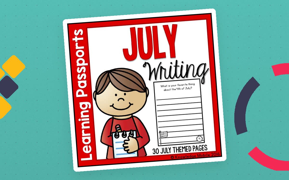 An educational teaching resource from Knowledge Mobile entitled July Writing Prompts - Learning Passport downloadable at Teach Simple.
