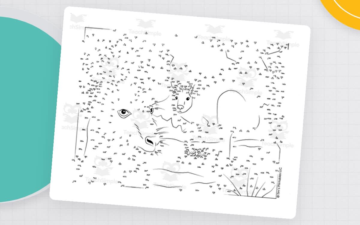 An educational teaching resource from Tim's Printables entitled Kangaroo Dot-to-Dot / Connect the Dots PDF downloadable at Teach Simple.