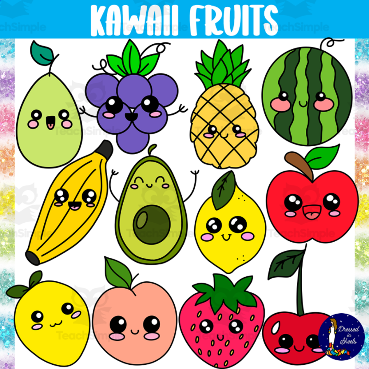 An educational teaching resource from Soumara Siddiqui entitled Kawaii Fruits downloadable at Teach Simple.