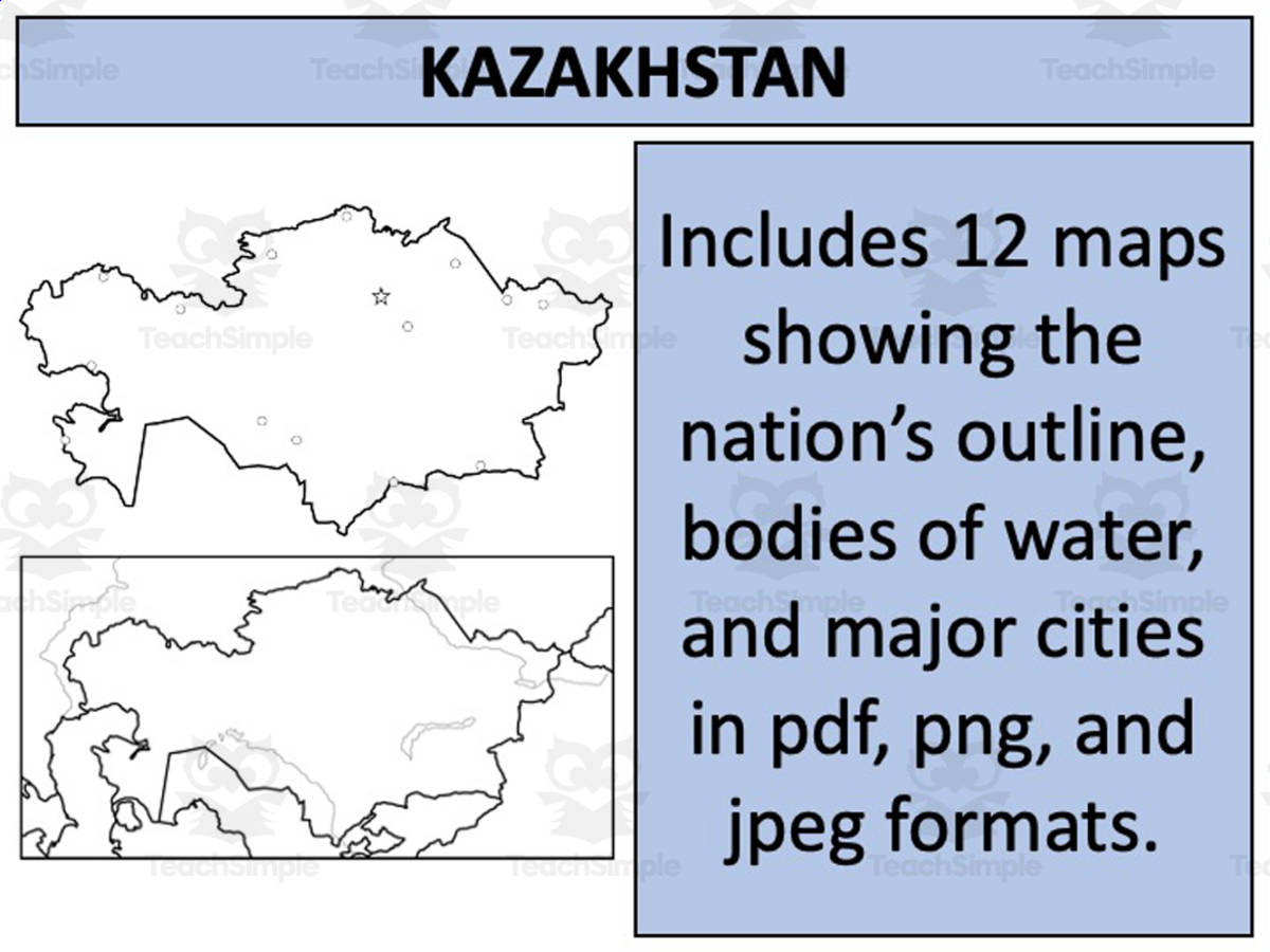 An educational teaching resource from Mr Gray History entitled Kazakhstan Map Resources downloadable at Teach Simple.