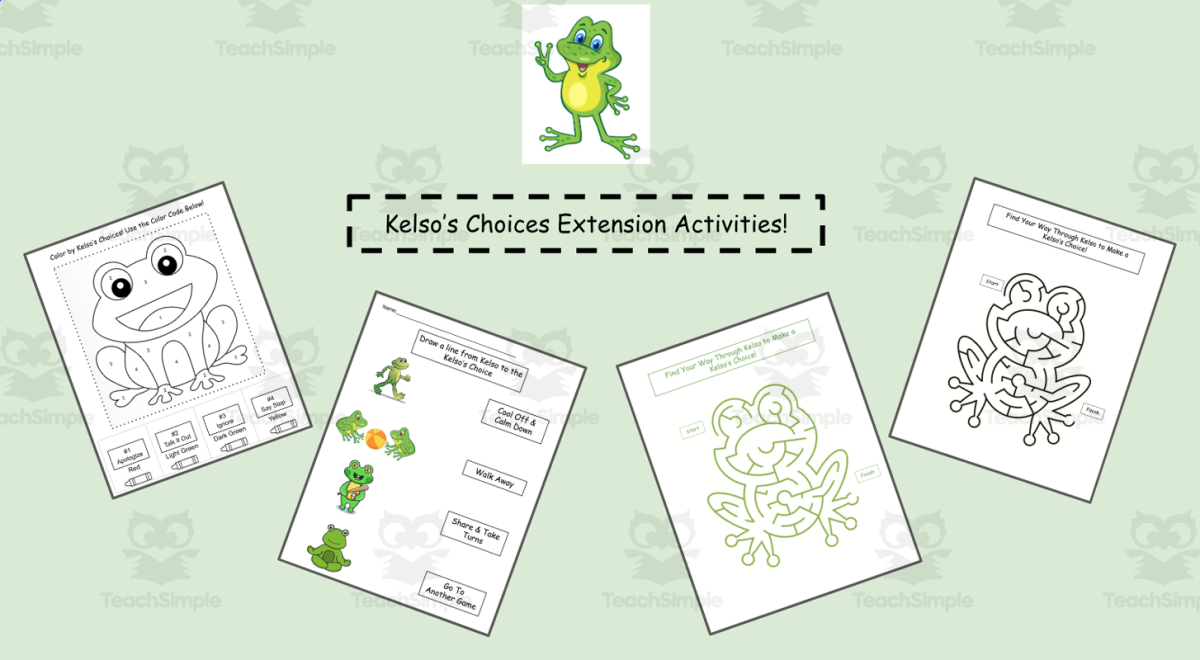 An educational teaching resource from Jennifer Moyer Taylor entitled Kelso's Choices SEL Coloring Pages and Activities downloadable at Teach Simple.