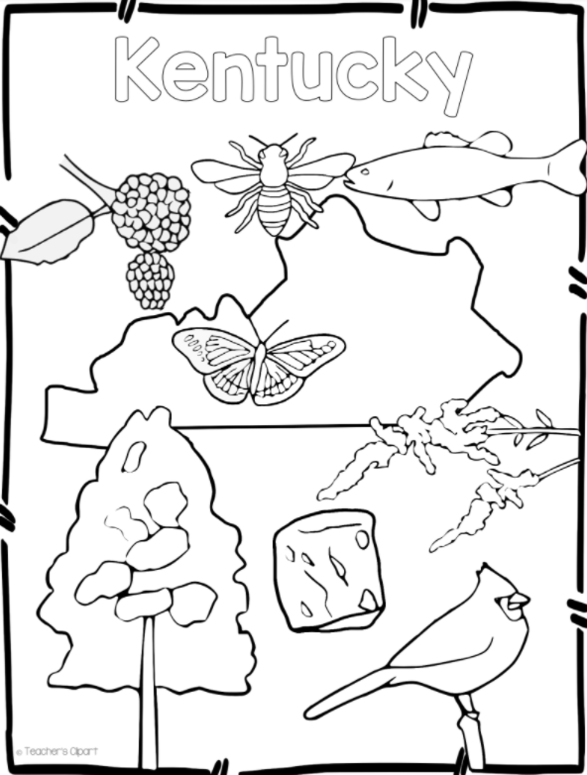An educational teaching resource from Teacher's Clipart entitled Kentucky State Symbols Clip Art downloadable at Teach Simple.