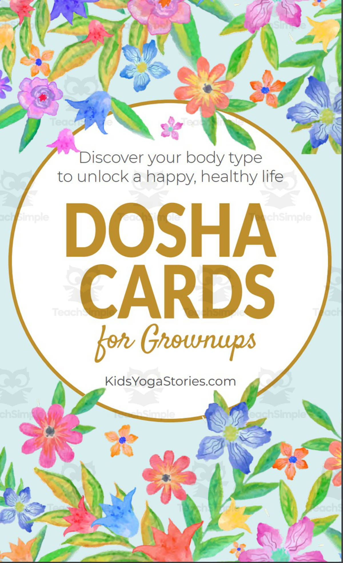 An educational teaching resource from Kids Yoga Stories entitled Kids Yoga Stories: Dosha Cards for Grownups downloadable at Teach Simple.