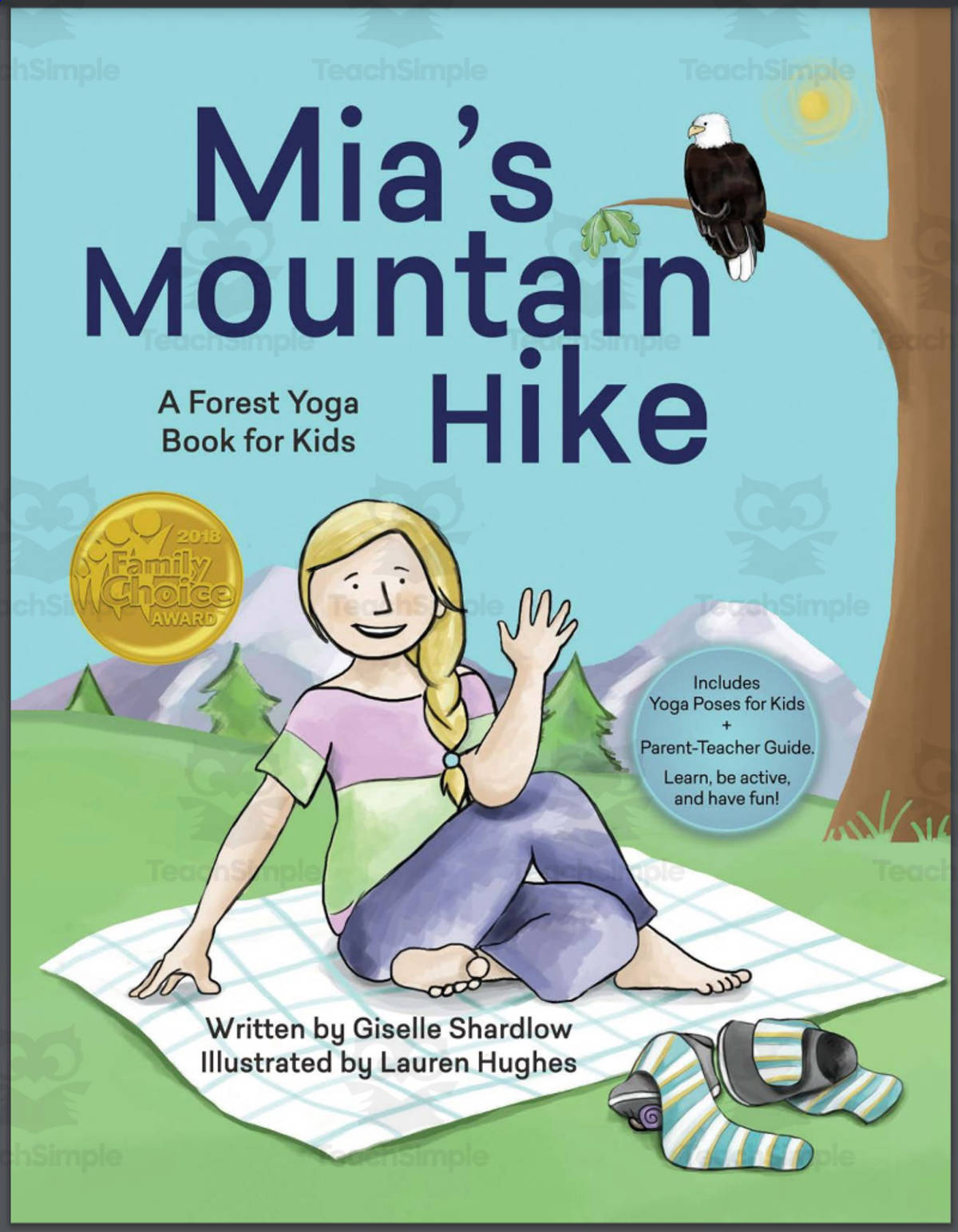 An educational teaching resource from Kids Yoga Stories entitled Kids Yoga Stories: Yoga Book for Kids - Mia's Mountain Hike downloadable at Teach Simple.