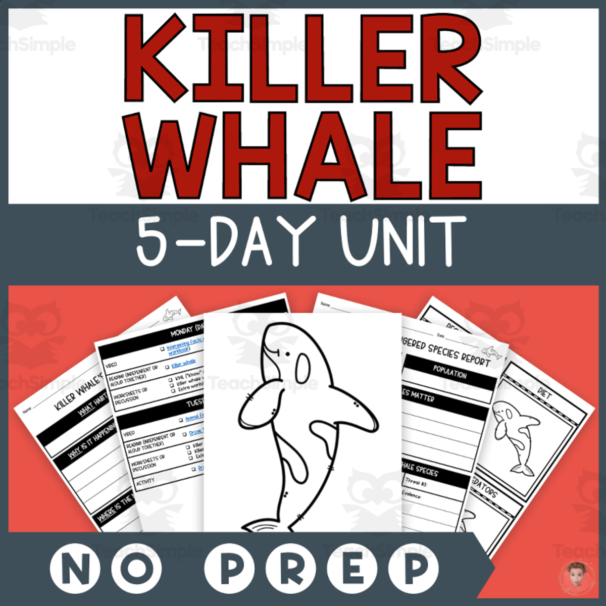 An educational teaching resource from Heather Huhman entitled Killer Whale (Orca) Unit Study (Endangered Animals Lesson Plan, Activities) downloadable at Teach Simple.