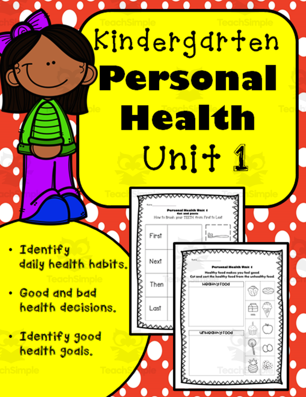 An educational teaching resource from K-5 Treasures entitled Kindergarten Health: Unit 1 downloadable at Teach Simple.