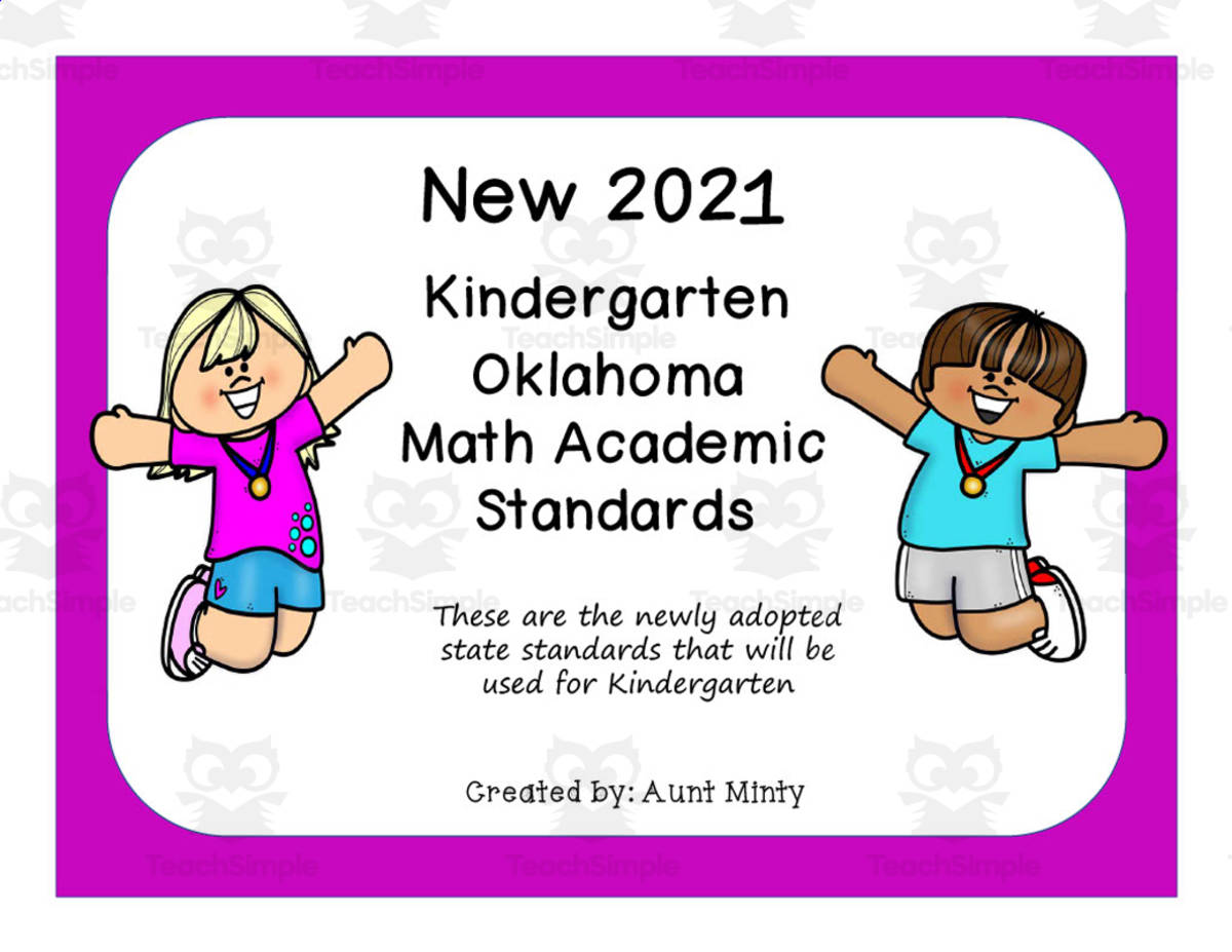 An educational teaching resource from Aunt Minty's Education Place entitled Kindergarten Math Standards | Oklahoma State Standards downloadable at Teach Simple.