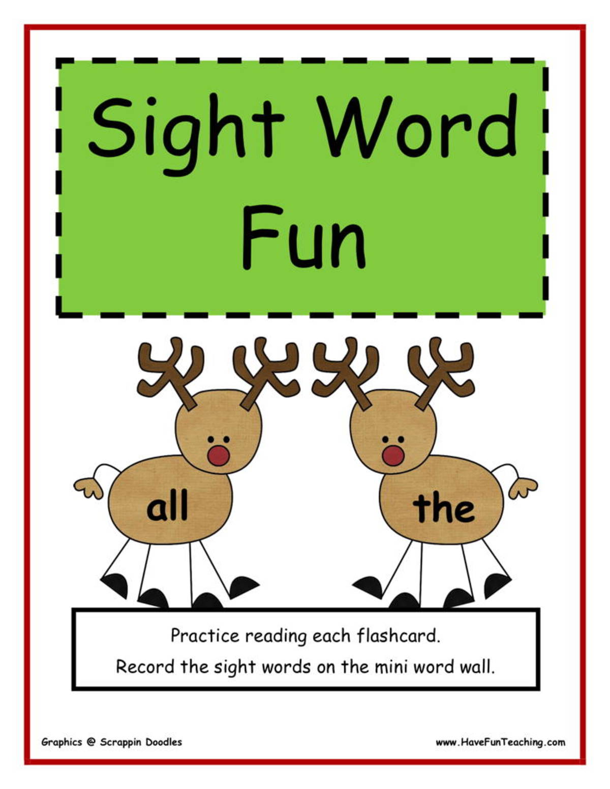 An educational teaching resource from Have Fun Teaching entitled Kindergarten Sight Word Flash Cards downloadable at Teach Simple.
