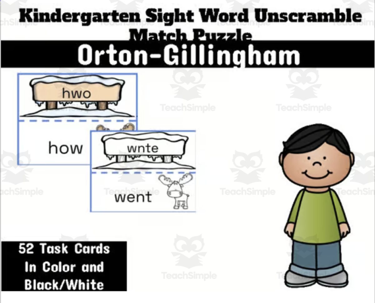 An educational teaching resource from A Day In Elementary entitled Kindergarten Sight Word Unscramble Puzzle Match downloadable at Teach Simple.