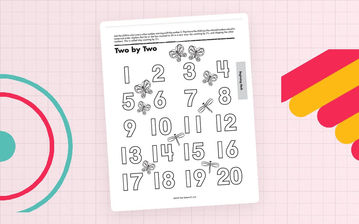An educational teaching resource from Twin Sisters Digital Media entitled Kindergarten Skill Builder: Beginning Math Printable Workbook downloadable at Teach Simple.