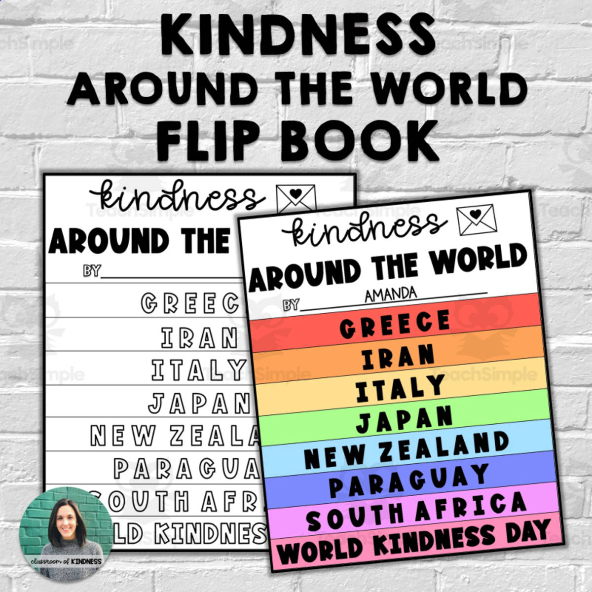 An educational teaching resource from Classroom Of Kindness entitled Kindness Around the World Flip Book downloadable at Teach Simple.
