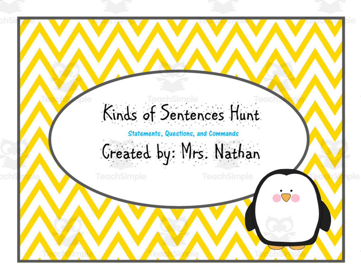 An educational teaching resource from O'Hoppy Day entitled Kinds of Sentences Grammar Hunt downloadable at Teach Simple.