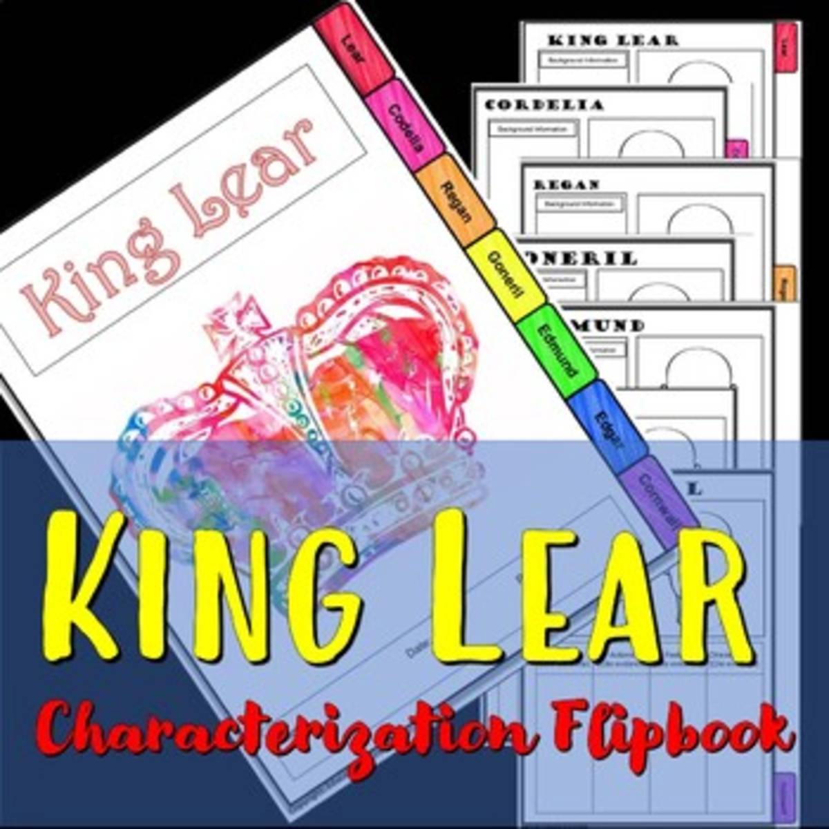 An educational teaching resource from Educate and Create entitled King Lear Characterization Flip book downloadable at Teach Simple.