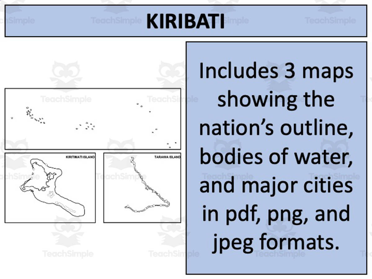 An educational teaching resource from Mr Gray History entitled Kiribati Map Resources downloadable at Teach Simple.
