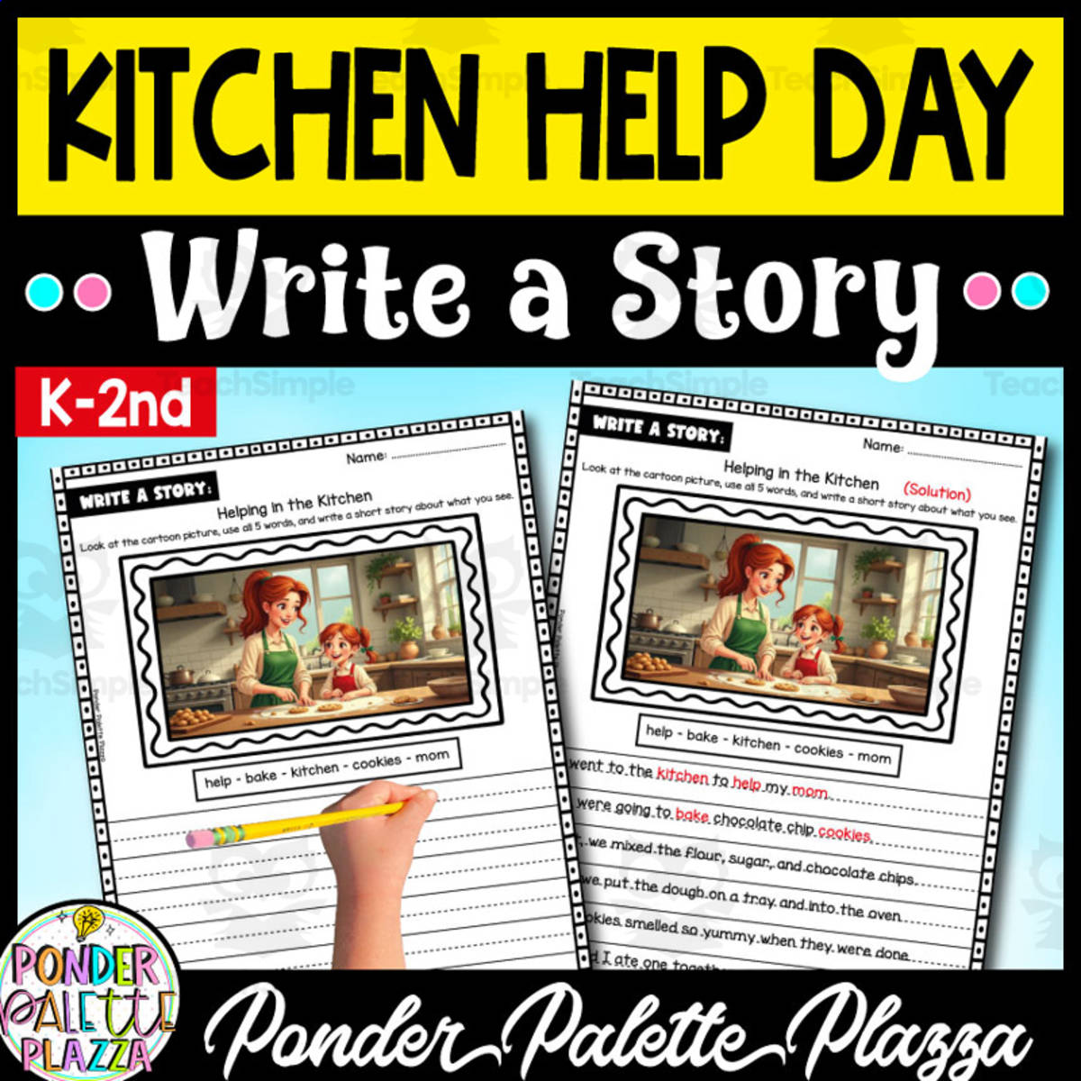 An educational teaching resource from Ponder Palette Plazza entitled Kitchen Help Day : Write a Story - Mother's Day Activity downloadable at Teach Simple.