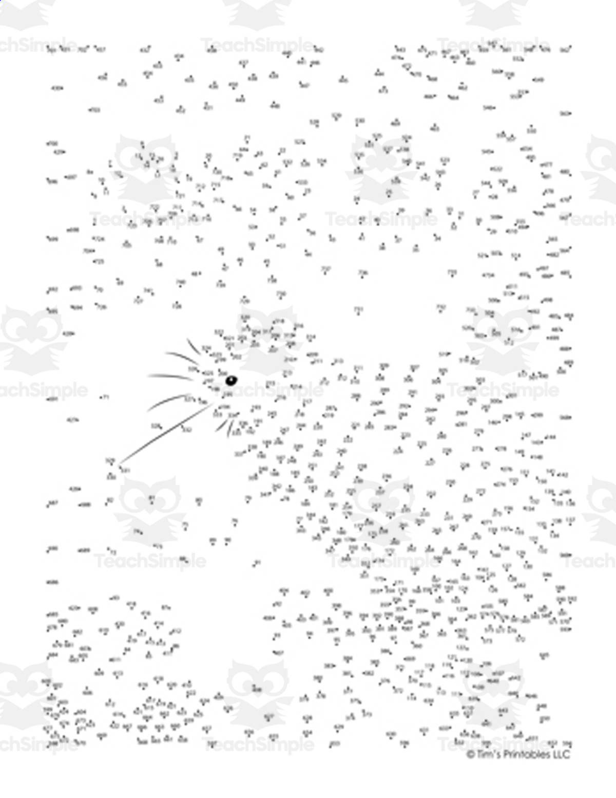 An educational teaching resource from Tim's Printables entitled Kiwi Bird Extreme Difficulty Dot-to-Dot / Connect the Dots PDF downloadable at Teach Simple.