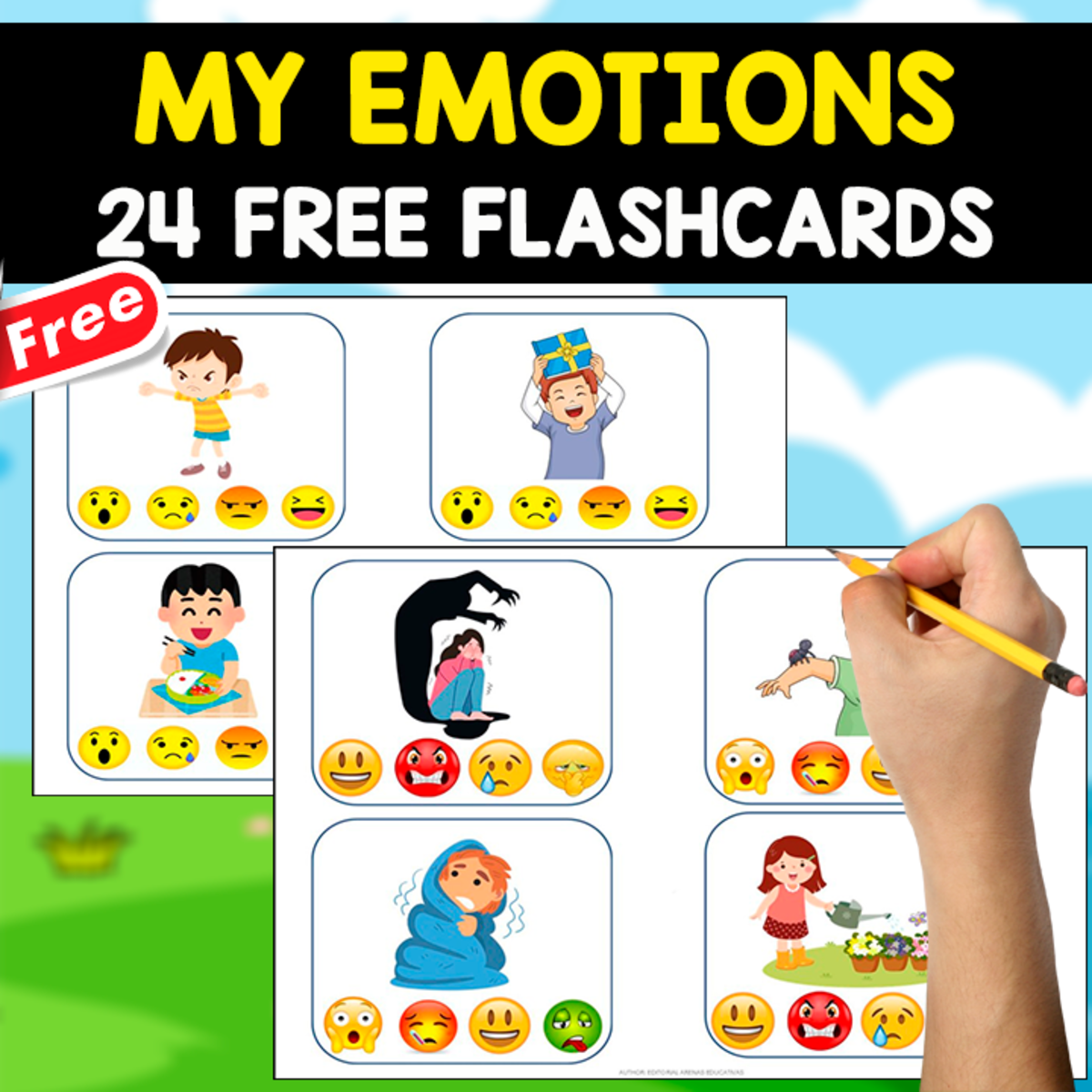 An educational teaching resource from EDITORIAL LAURA EDUCA entitled KNOWING MY EMOTIONS | 24 FREE FLASHCARDS downloadable at Teach Simple.