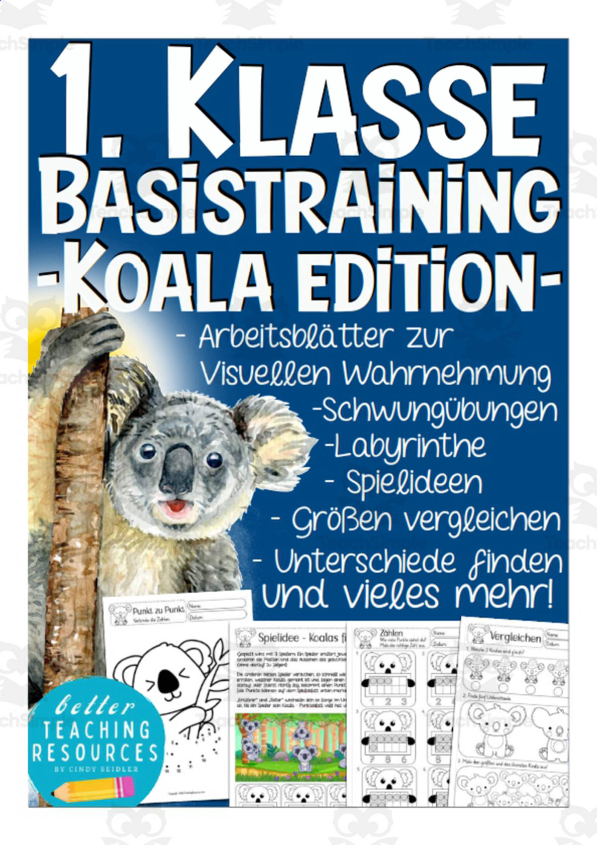 An educational teaching resource from Better Teaching Resources entitled Koala Worksheets for Preschool downloadable at Teach Simple.