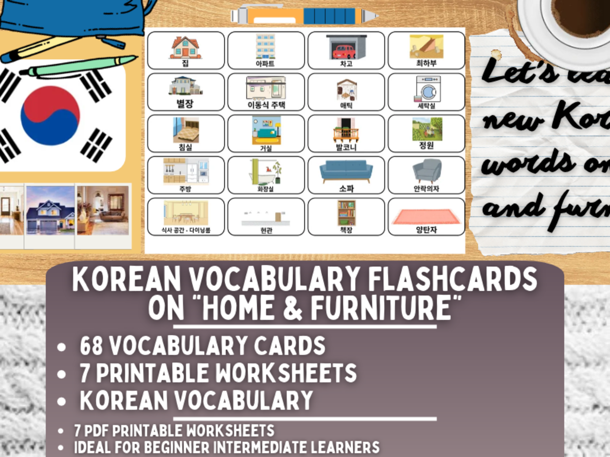 Korean Picture Vocabulary Flashcards - Home & Furniture preview