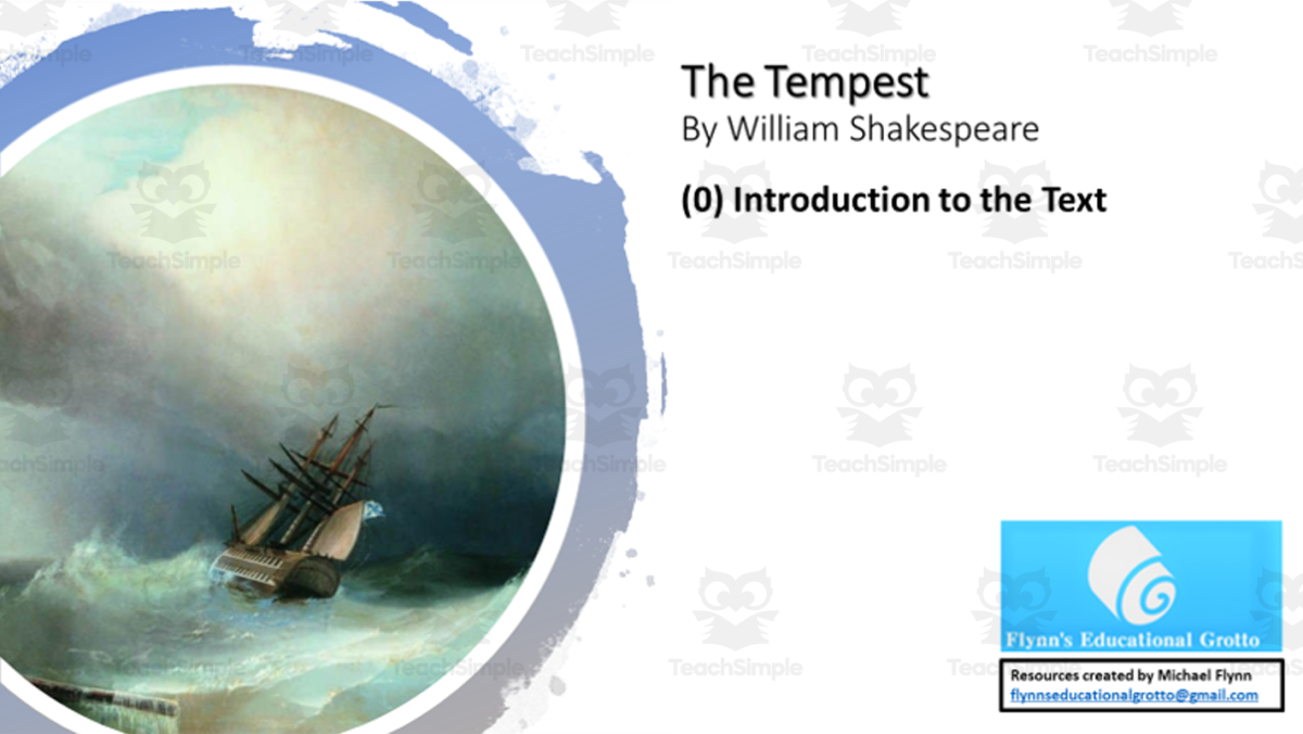 An educational teaching resource from Flynn's Educational entitled KS4 Literature: (0) ‘The Tempest’ – Introduction to the Text downloadable at Teach Simple.