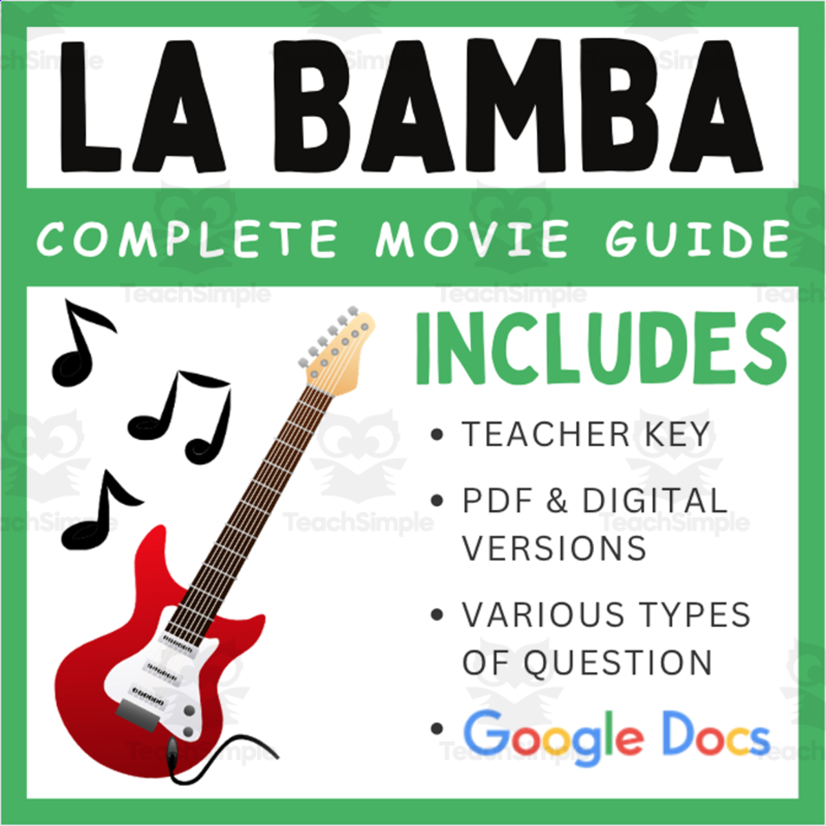 An educational teaching resource from EduPal Learning entitled La Bamba (1987): Complete Movie Question downloadable at Teach Simple.