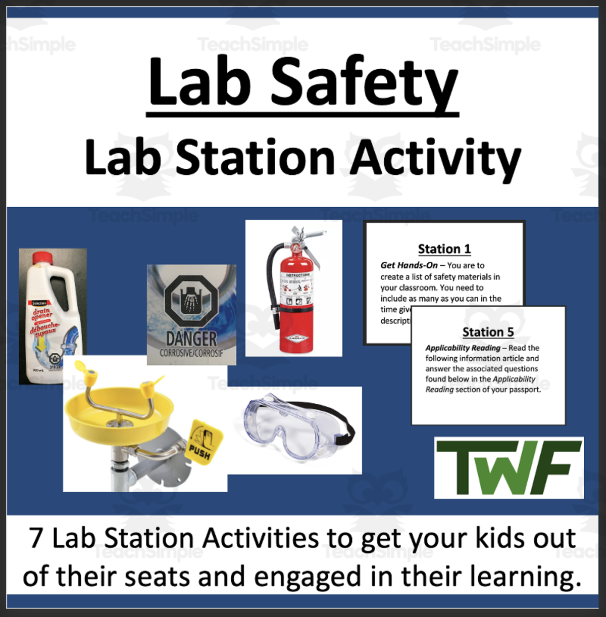 An educational teaching resource from Teach With Fergy entitled Lab Safety - Lab Station Activity downloadable at Teach Simple.
