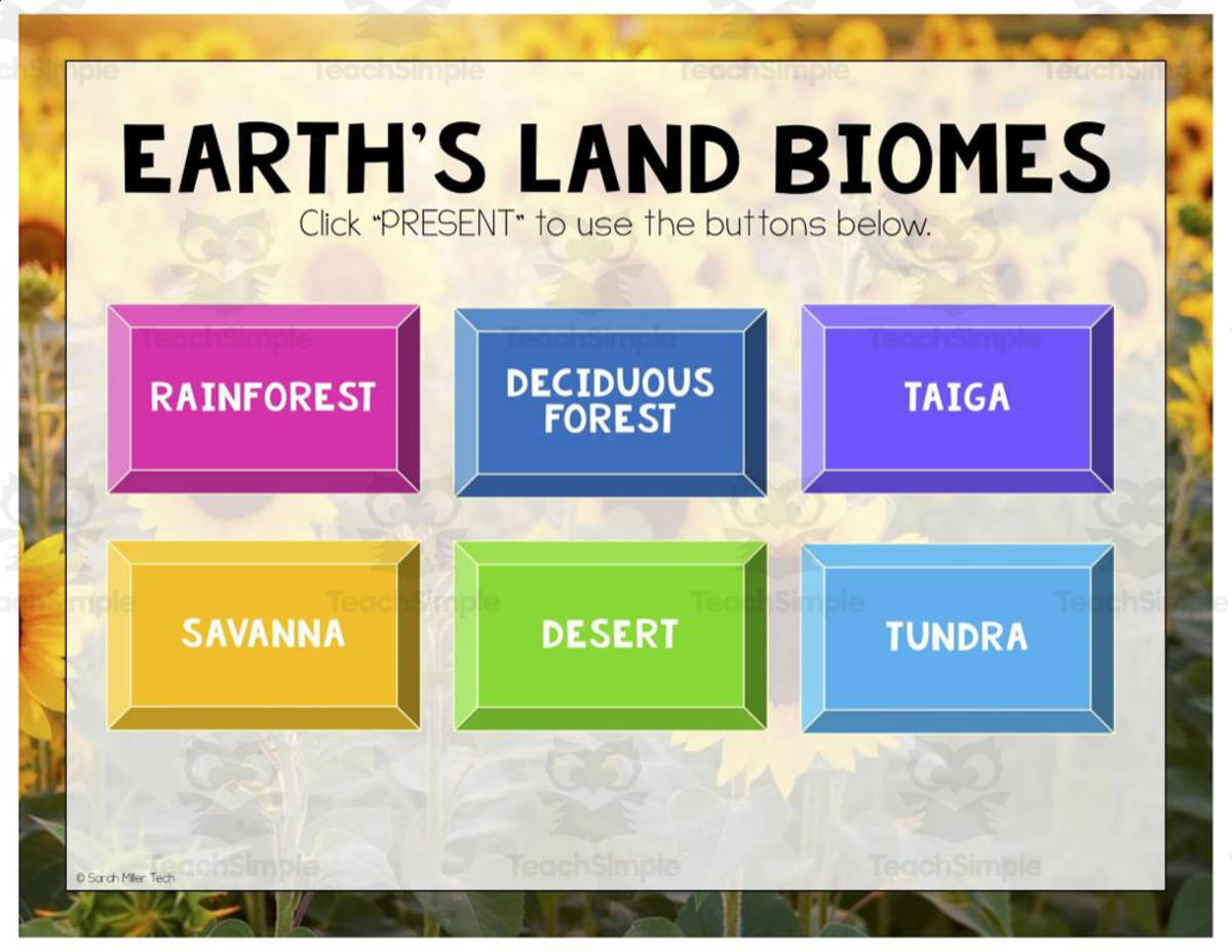 An educational teaching resource from Sarah Miller Tech entitled Land Biomes Activity – Google Classroom Lesson downloadable at Teach Simple.