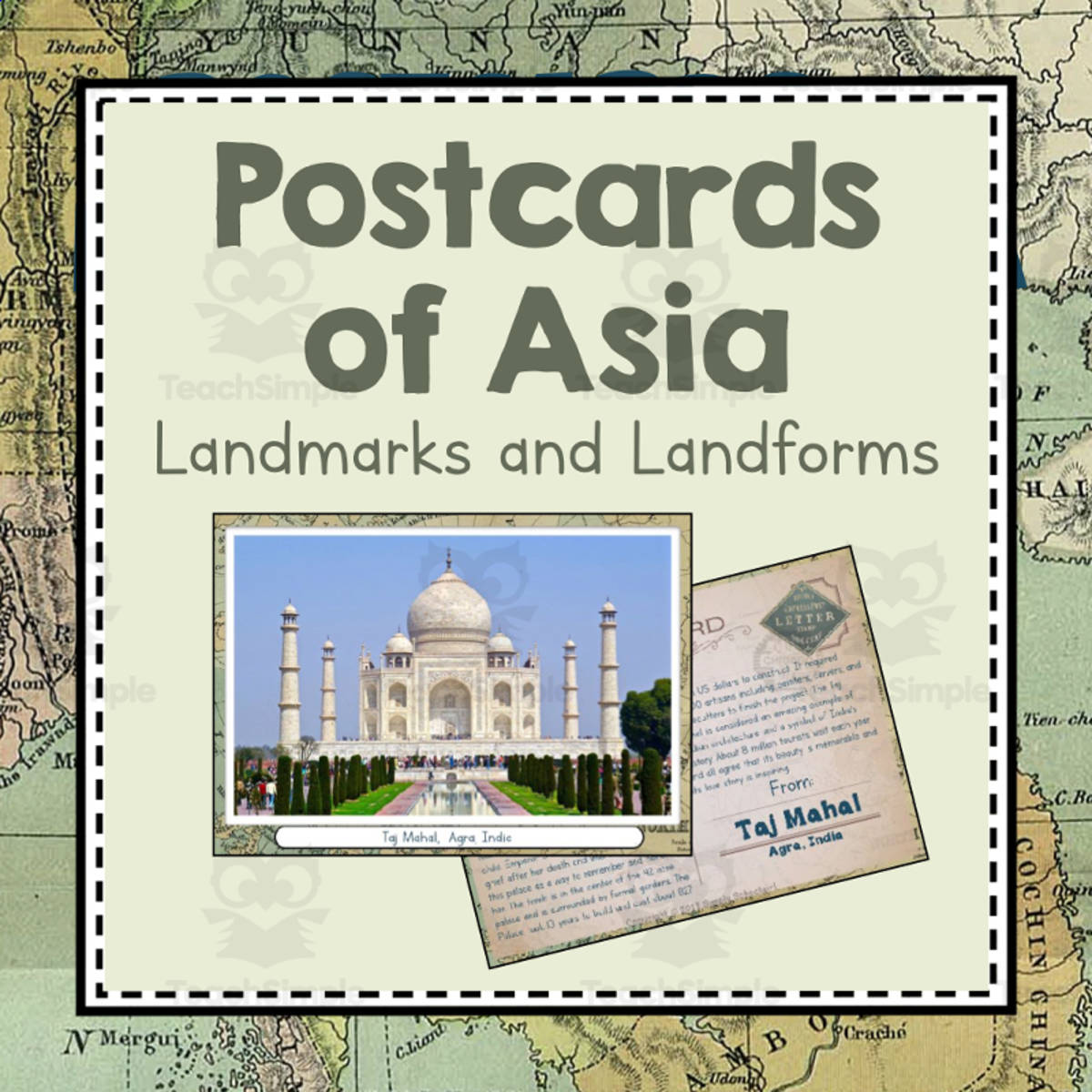 An educational teaching resource from Simply Schoolgirl entitled Landmarks and Landforms of Asia | Continent of Asia Unit Study | Geography Bundle downloadable at Teach Simple.