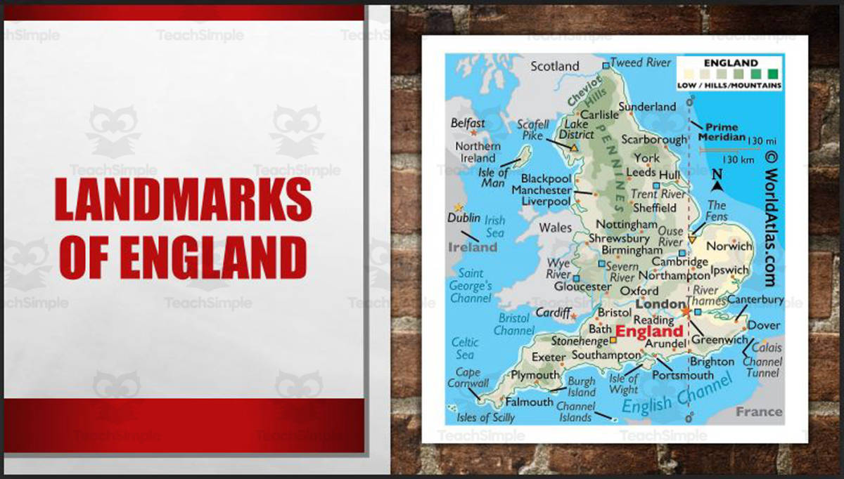An educational teaching resource from Mr. Matthews Teacher Store entitled Landmarks of England PowerPoint downloadable at Teach Simple.