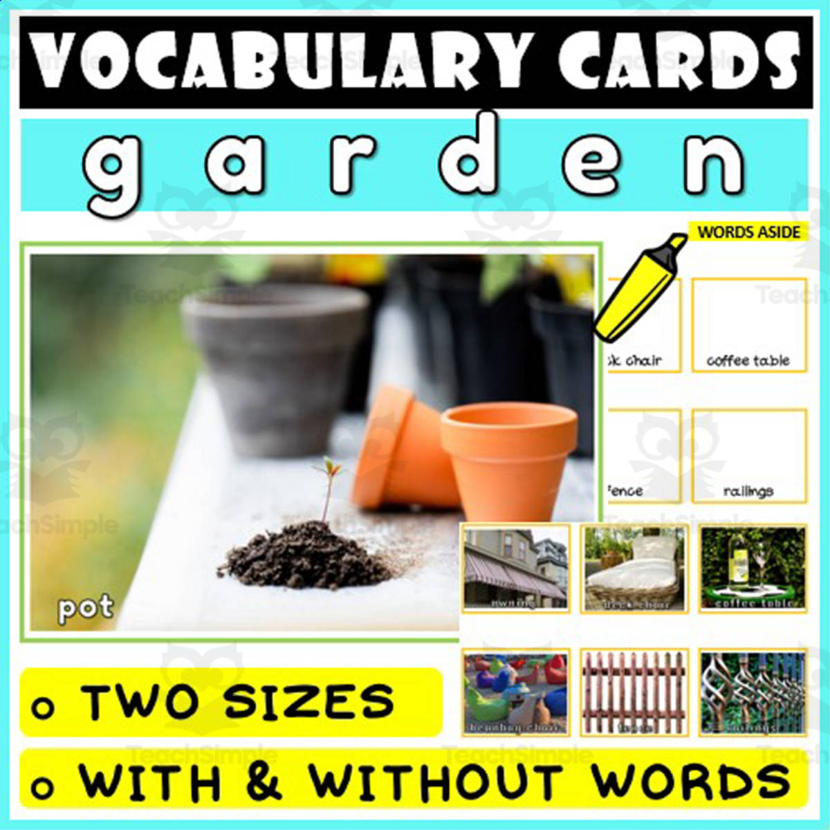 An educational teaching resource from WORDS ASIDE entitled Language Vocabulary Flashcards ESL 10 downloadable at Teach Simple.