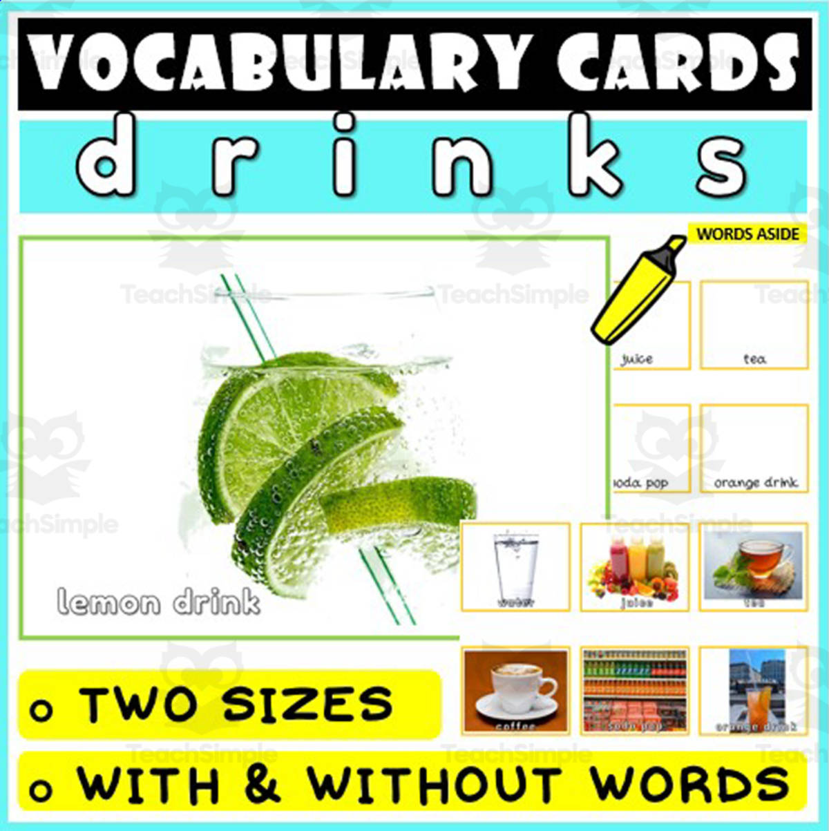 An educational teaching resource from WORDS ASIDE entitled Language Vocabulary Flashcards ESL 17 downloadable at Teach Simple.