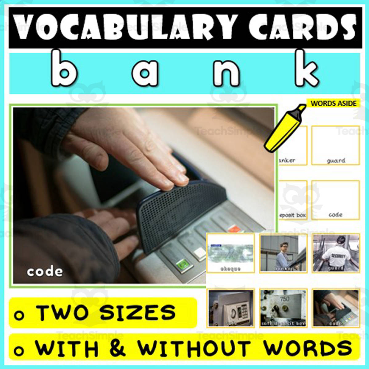 An educational teaching resource from WORDS ASIDE entitled Language Vocabulary Flashcards ESL 23 downloadable at Teach Simple.