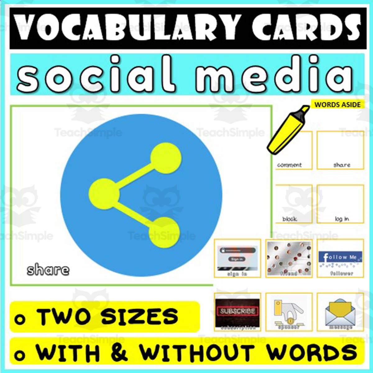 An educational teaching resource from WORDS ASIDE entitled Language Vocabulary Flashcards ESL 42 downloadable at Teach Simple.