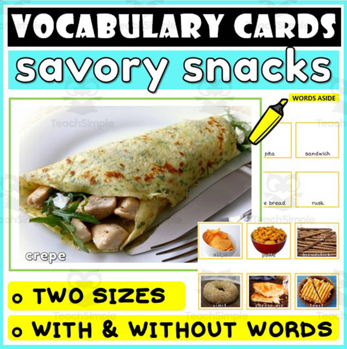 An educational teaching resource from WORDS ASIDE entitled Language Vocabulary Flashcards ESL 43 downloadable at Teach Simple.