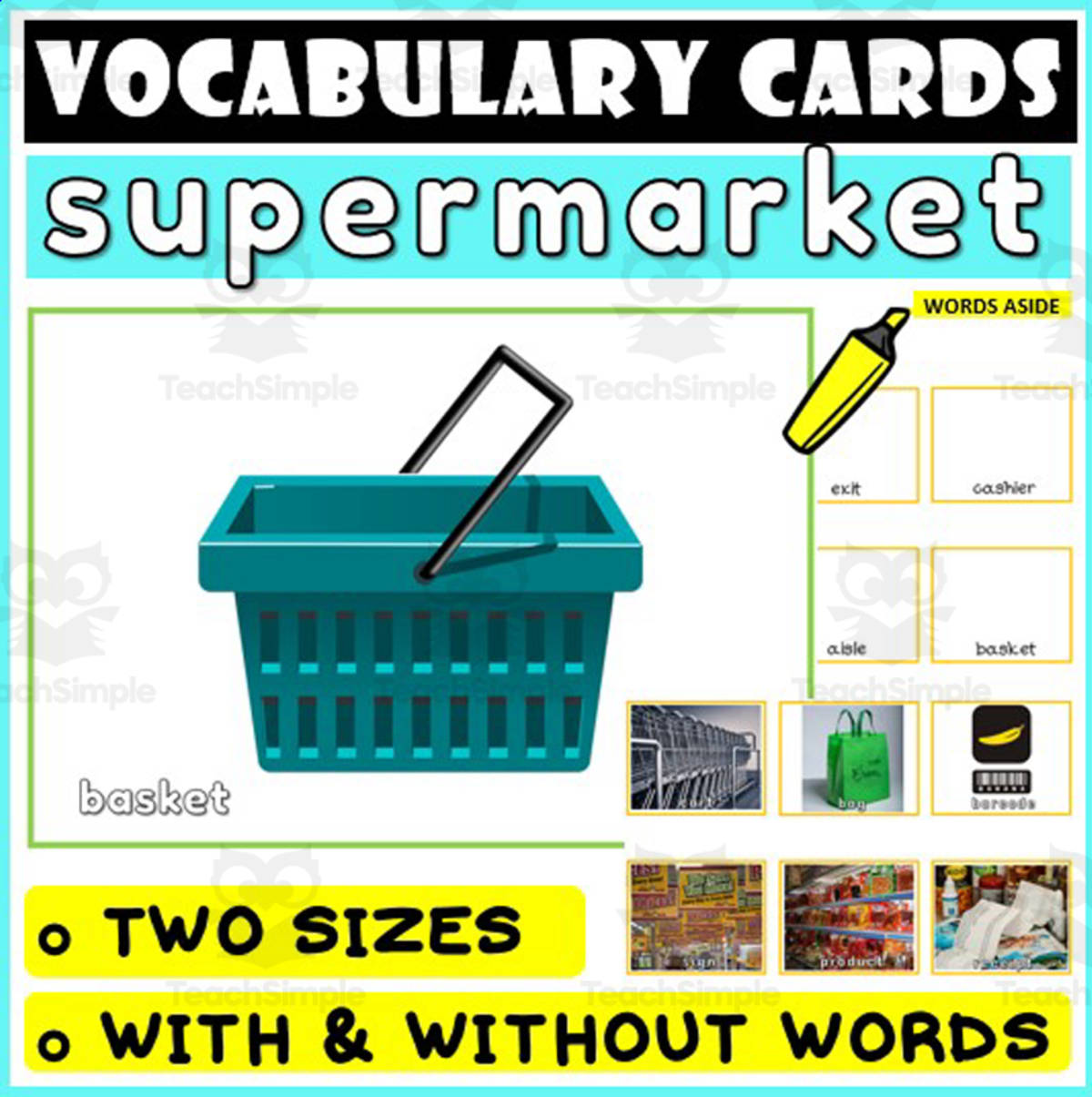 An educational teaching resource from WORDS ASIDE entitled Language Vocabulary Flashcards ESL 48 downloadable at Teach Simple.