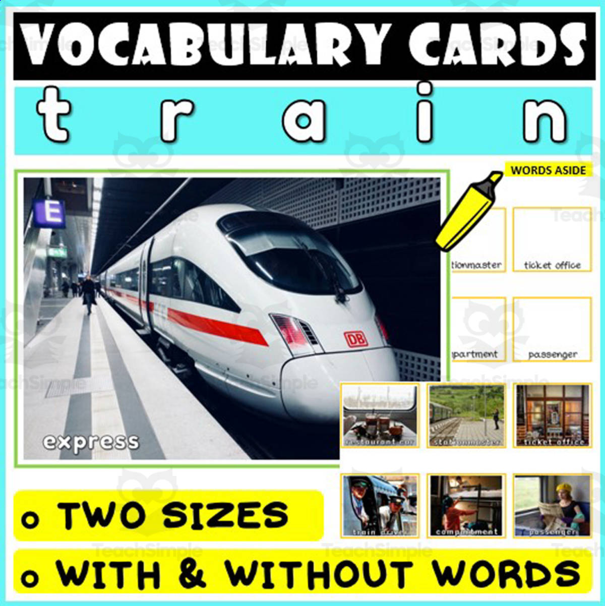 An educational teaching resource from WORDS ASIDE entitled Language Vocabulary Flashcards ESL 52 downloadable at Teach Simple.
