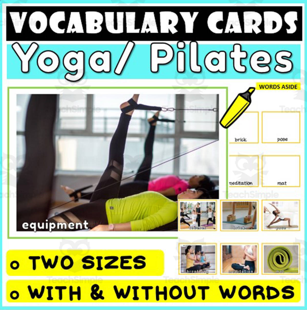 An educational teaching resource from WORDS ASIDE entitled Language Vocabulary Flashcards ESL 58 downloadable at Teach Simple.