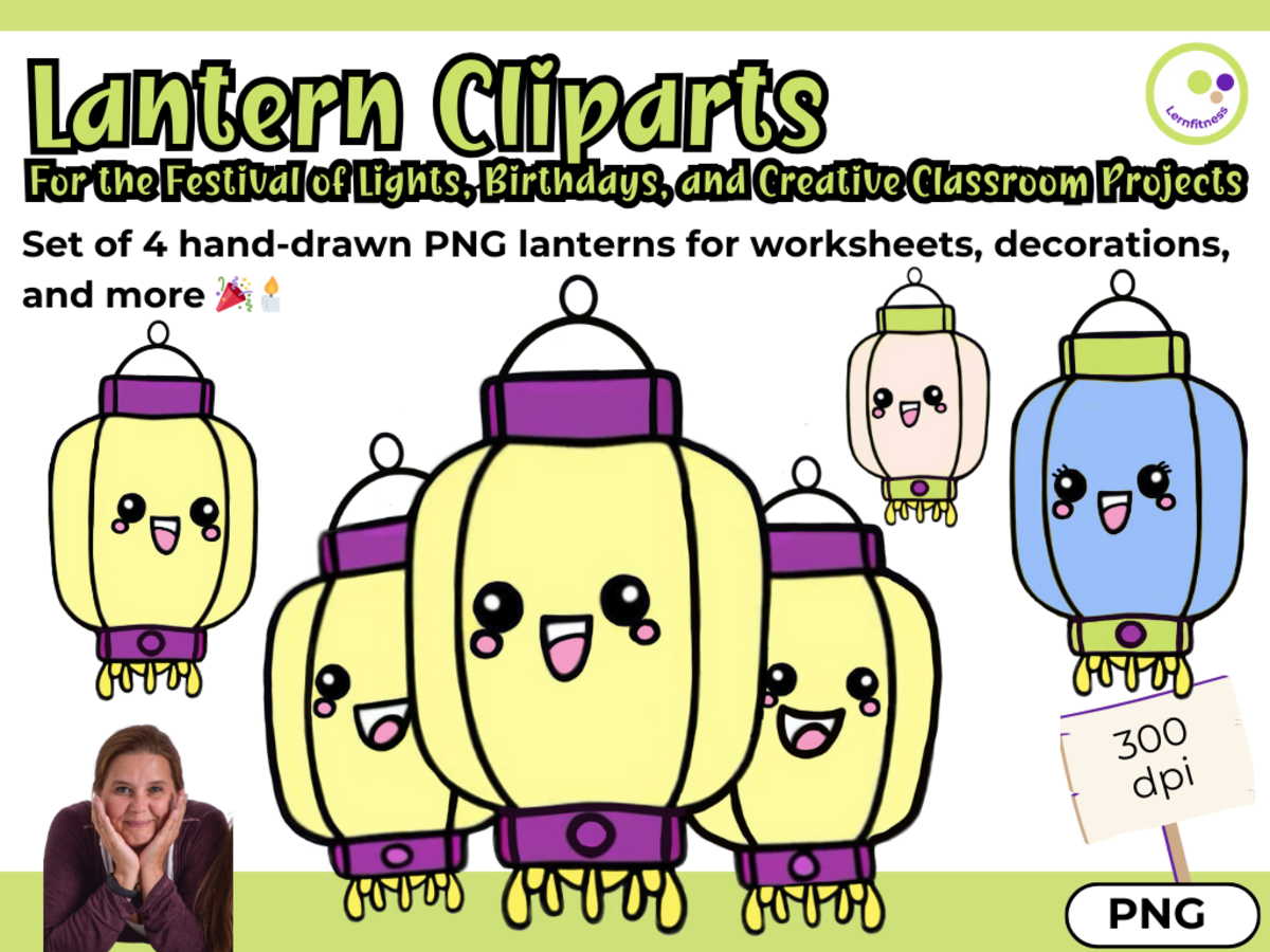 An educational teaching resource from Lernfitness entitled Lantern Cliparts – Festival of Lights, Birthdays & More downloadable at Teach Simple.