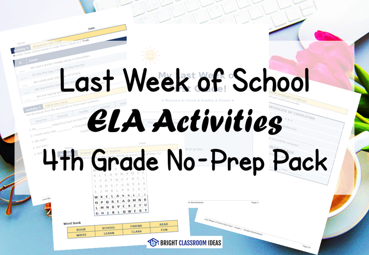 An educational teaching resource from Bright Classroom Ideas Marketplace entitled Last Week of School ELA Activities | 4th Grade No-Prep Pack downloadable at Teach Simple.