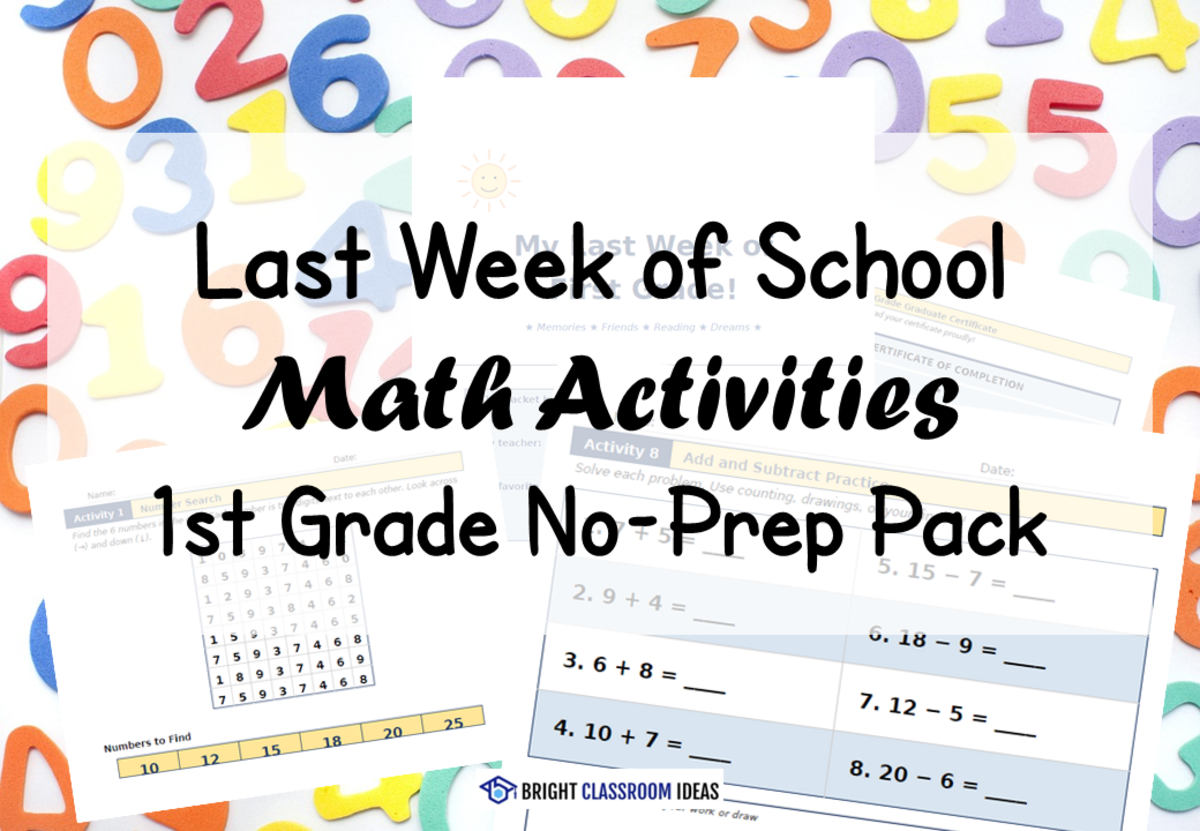 An educational teaching resource from Bright Classroom Ideas Marketplace entitled Last Week of School Math Activities | 1st Grade No-Prep Pack downloadable at Teach Simple.