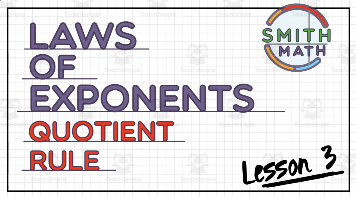 An educational teaching resource from Smith Math entitled Laws of Exponents Lessons | Lesson 3: Quotient Rule downloadable at Teach Simple.