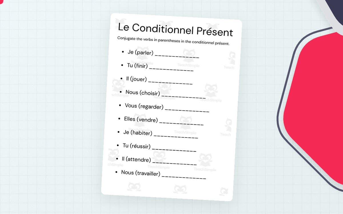 An educational teaching resource from MultiLingual Grammar Lab entitled Le Conditionnel Présent exercices et corrigés downloadable at Teach Simple.