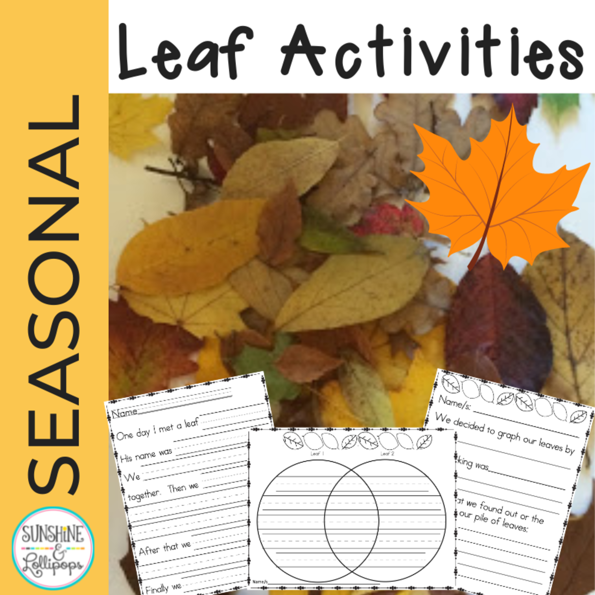 An educational teaching resource from Sunshine and Lollipops entitled Leaf Activities for Fall downloadable at Teach Simple.