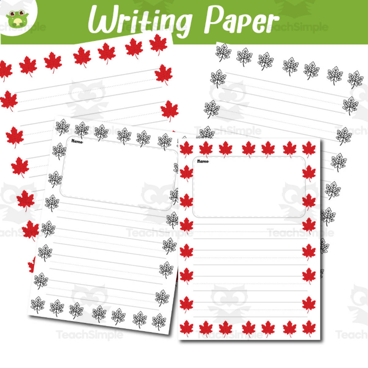 An educational teaching resource from EasyHop entitled Leaf Writing & Prewriting Paper Set | 8 Pages | Seasonal Classroom Pri downloadable at Teach Simple.