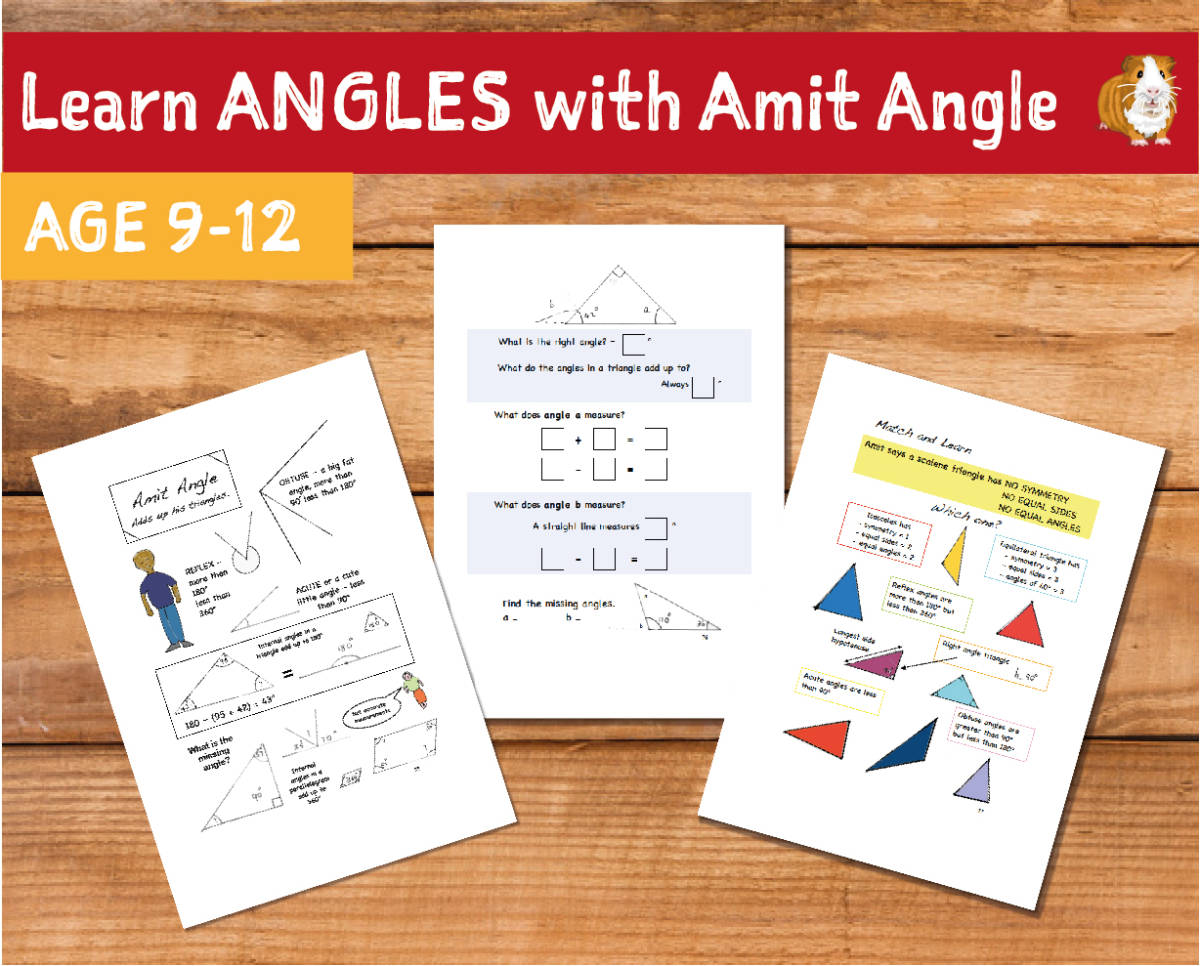 An educational teaching resource from Guinea Pig Education entitled Learn Angles With Amit Angle (9-12 years) downloadable at Teach Simple.