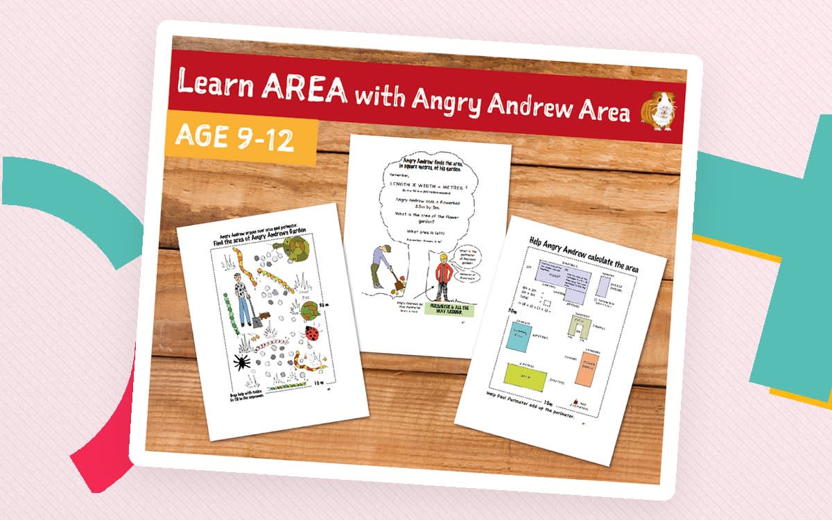 An educational teaching resource from Guinea Pig Education entitled Learn Area With Angry Andrew Area (9-12 years) downloadable at Teach Simple.