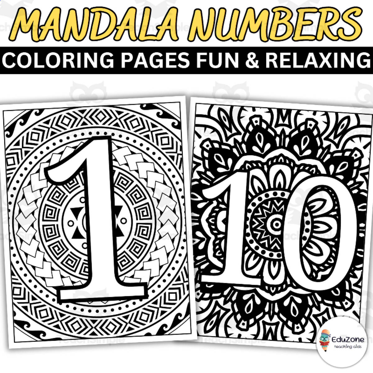 An educational teaching resource from Style Your Classroom entitled Learn Numbers With Mandala Coloring Pages: Relaxing & Printable - Fun! downloadable at Teach Simple.