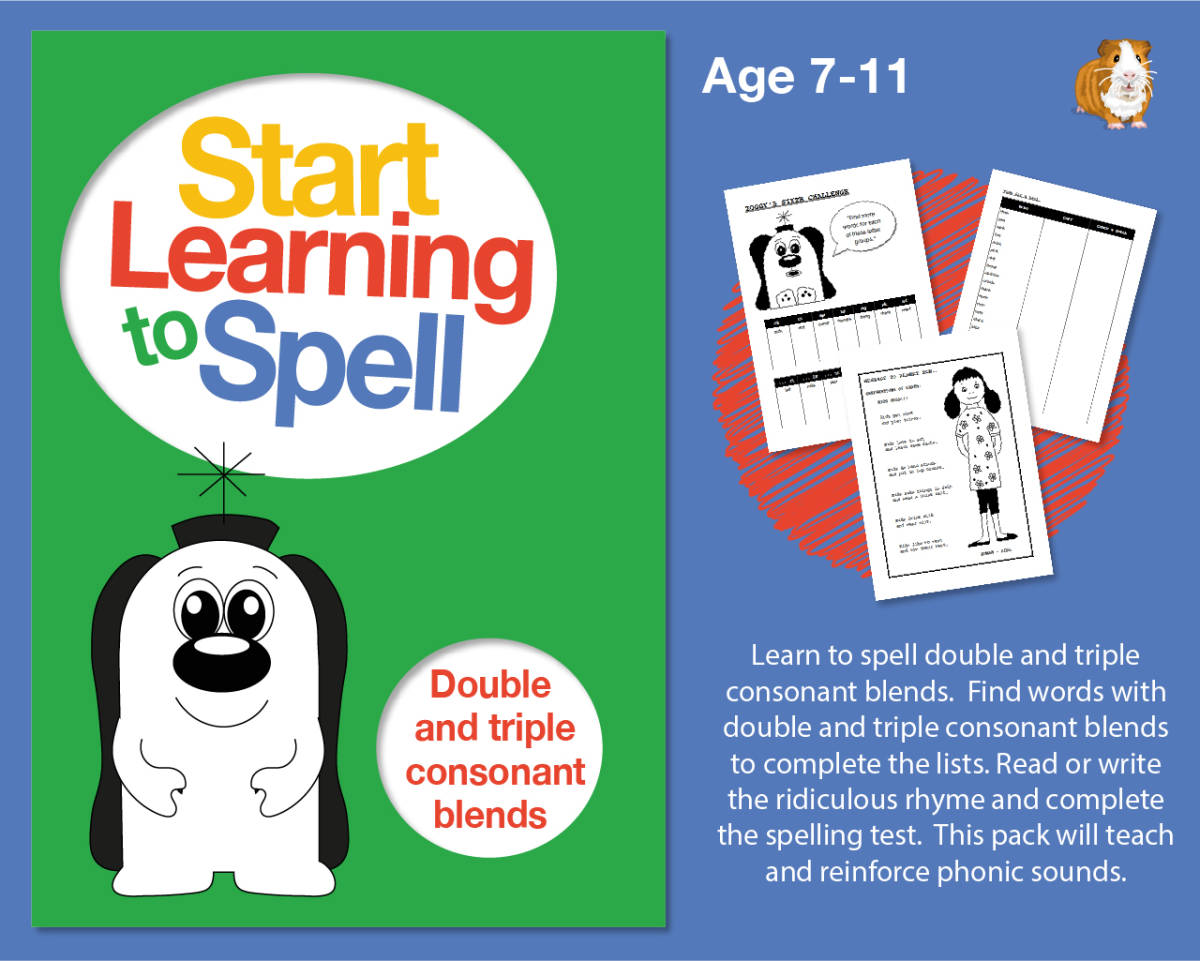 An educational teaching resource from Guinea Pig Education entitled Learn To Spell Double And Triple Consonant Blends (7-11 years) downloadable at Teach Simple.