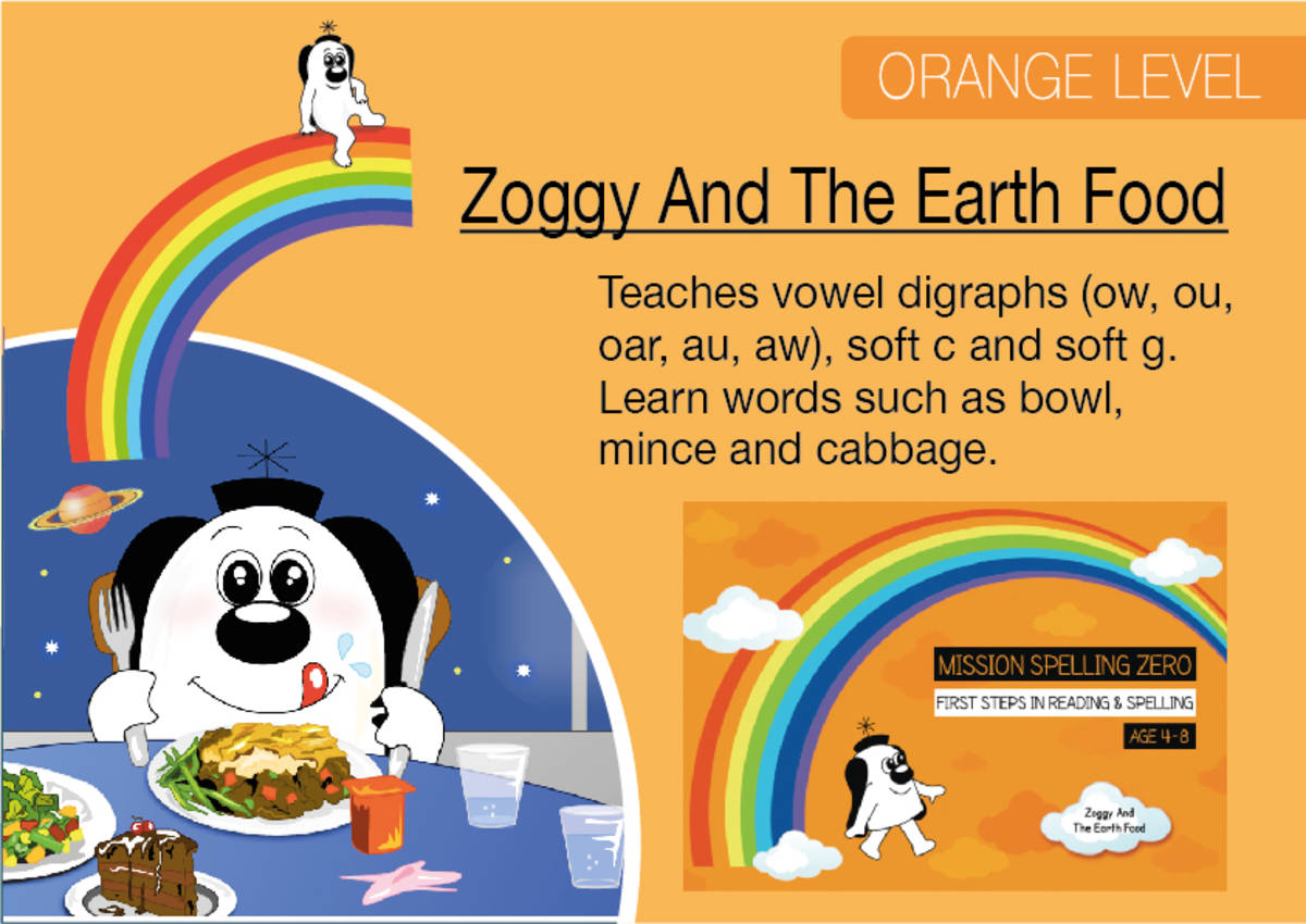 An educational teaching resource from Guinea Pig Education entitled Learn Vowel Digraphs, Soft C And Soft G: Zoggy And The Earth Food downloadable at Teach Simple.